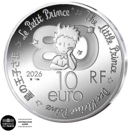 10 Euro Argent France BE 2026 colorisée - Le Petit Prince - Avion