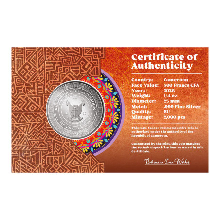 500 Francs CFA  Argent BU 2026 colorisée - Big 5 : Jaguar