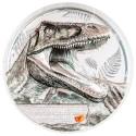 5 Dollars Argent 2026 colorisée - Reliques du Jurassique - Carcharodontosaurus