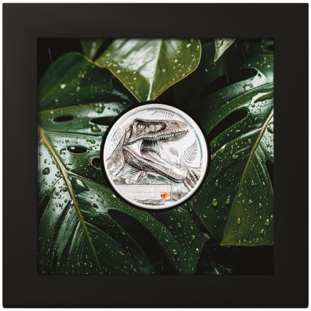 5 Dollars Argent 2026 colorisée - Reliques du Jurassique - Carcharodontosaurus