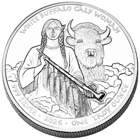 1 Dollar Argent Lakota Sioux BE 2026 - Femme Bison Blanc