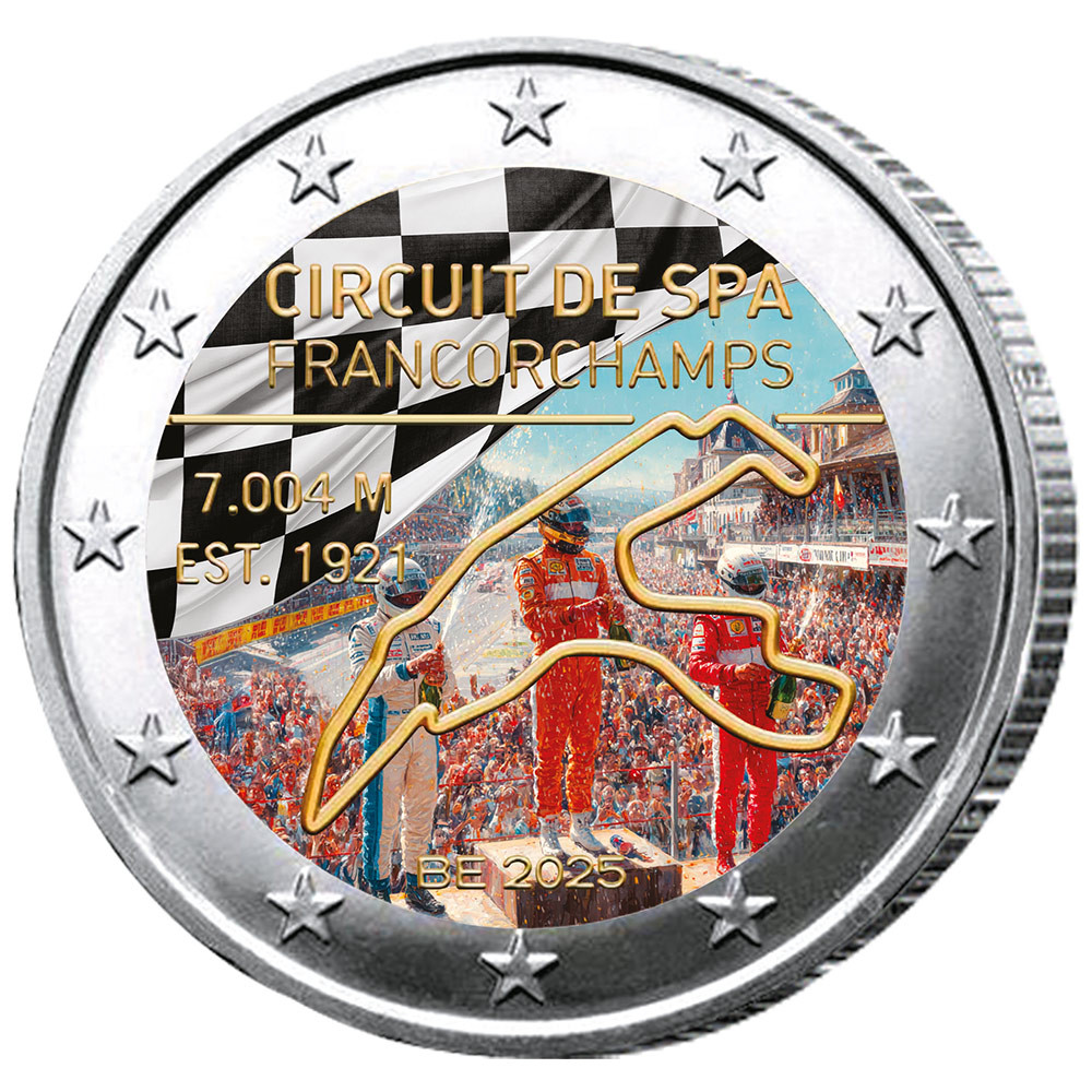 2 Euro Belgique 2025 colorisée - Spa Francorchamps