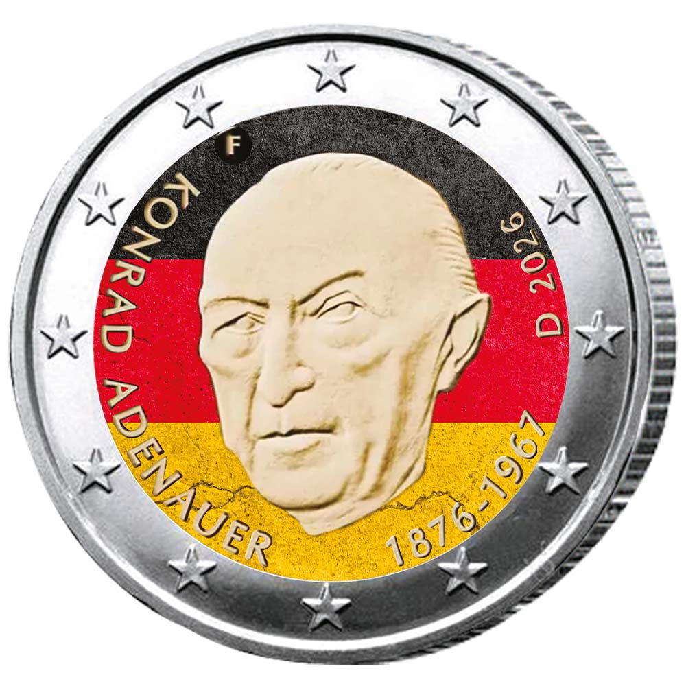 2 Euro Allemagne 2026 colorisée - Konrad Adenauer