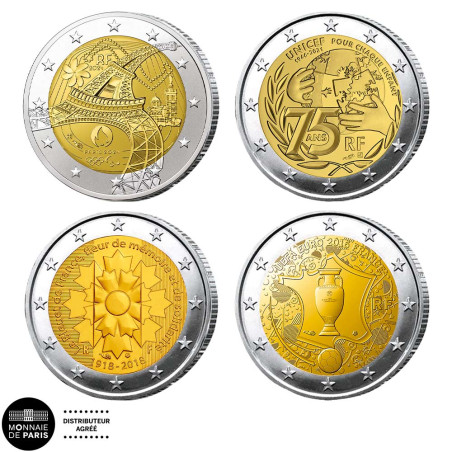 Lot 4 x 2 Euro France emblématiques