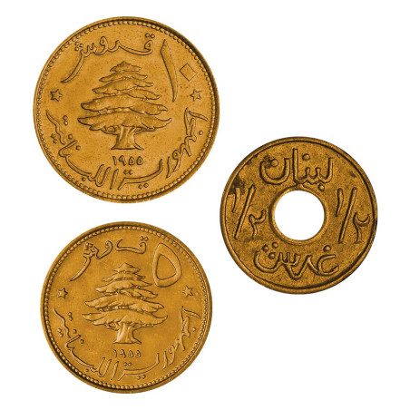 Lot 3 monnaies Liban
