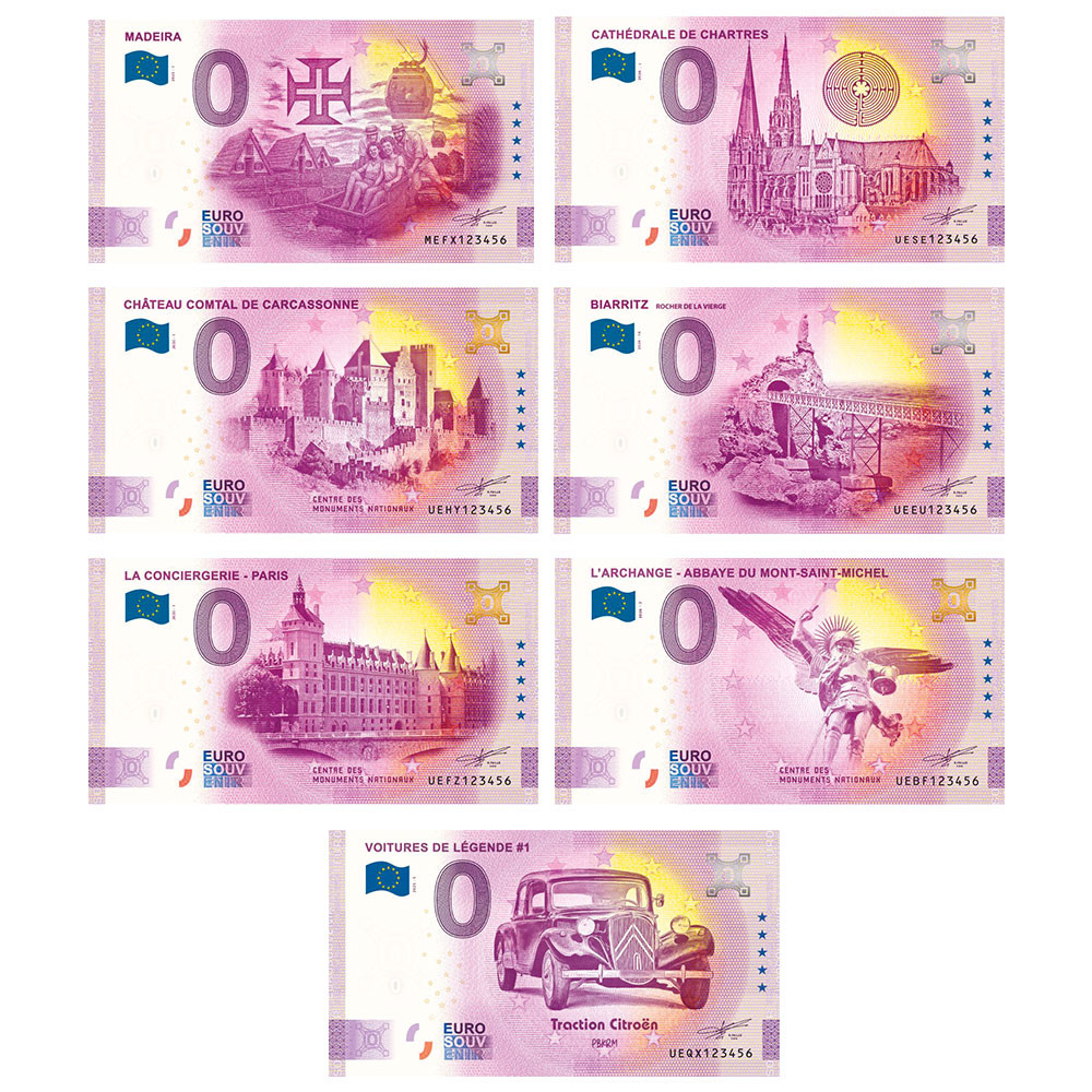 Lot 14 Billets Souvenir 0 Euro  + Album de poche