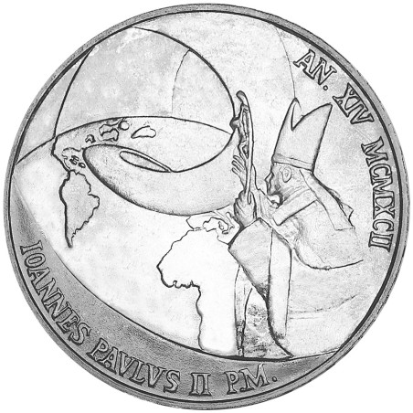 500 Lires Argent Vatican 1992 - Flotte de Christophe Colomb
