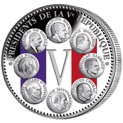Pièce de collection colorisée - 8 présidents de  la Ve République
