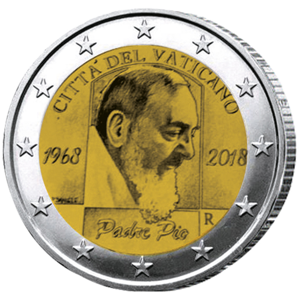 2 Euro Vatican BU 2018 - Padre Pio + 50 Cents Vatican - Pape François offerte