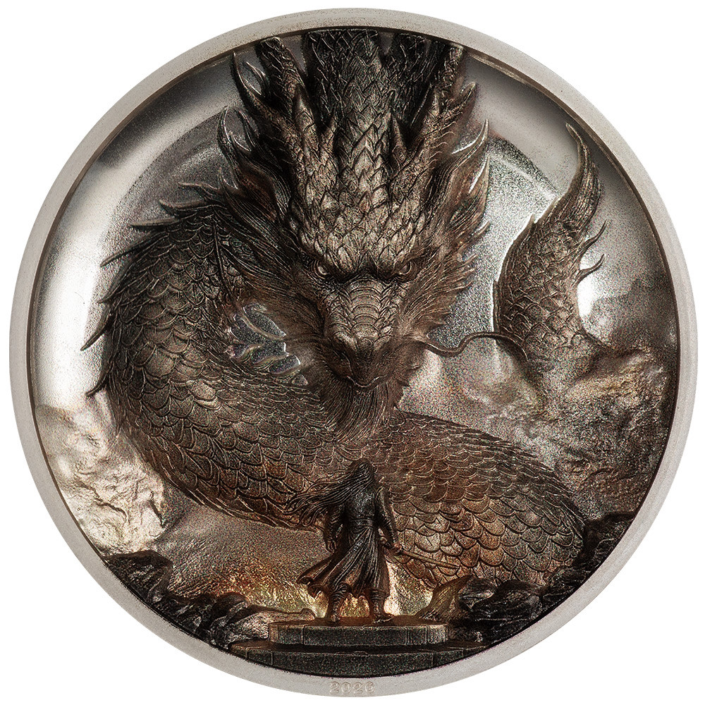 20 Dollars Argent Cook BE 2026 colorisée - Dragon du tonnerre