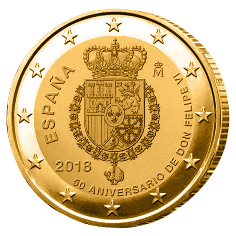 2 Euro Espagne 2018 dorée - 50 ans de Felipe VI