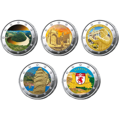 Lot 10 x 2 Euro colorisées 2025
