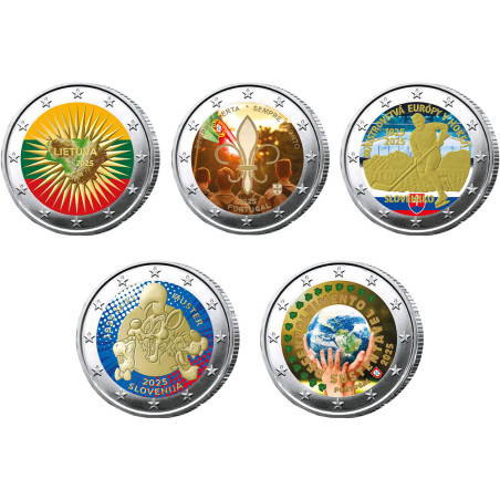 Lot 10 x 2 Euro colorisées 2025