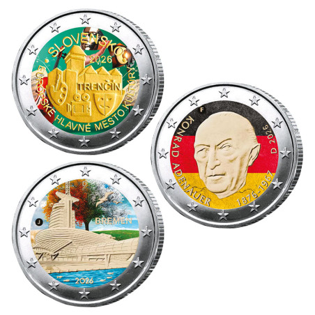 Lot 3 x 2 Euro colorisées 2026