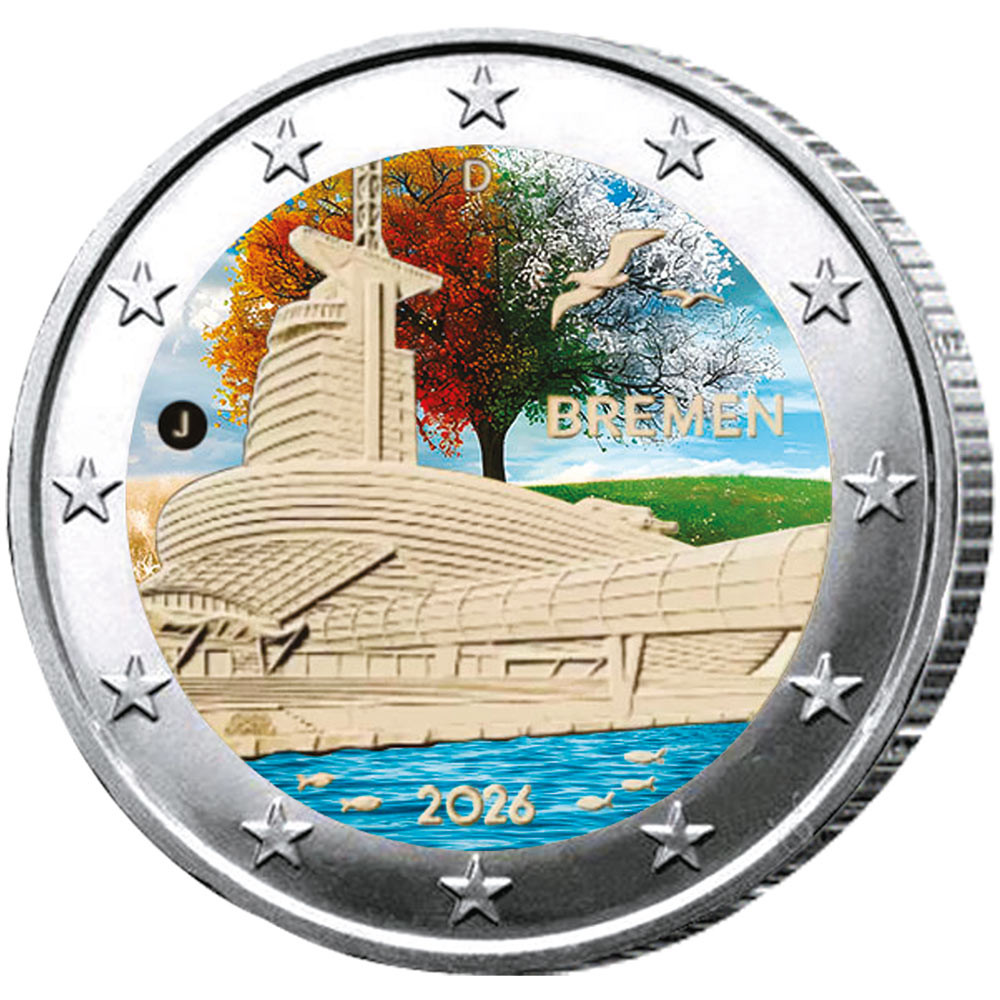 2 Euro Allemagne 2026 colorisée - Maison du Climat de Brême