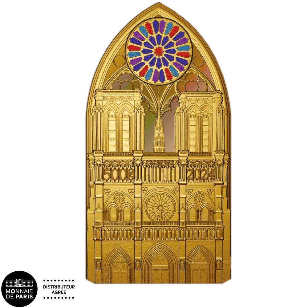 5000 Euro Or France BE 2024 colorisée - Notre-Dame de Paris