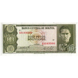 10 Pesos Bolivie 1962
