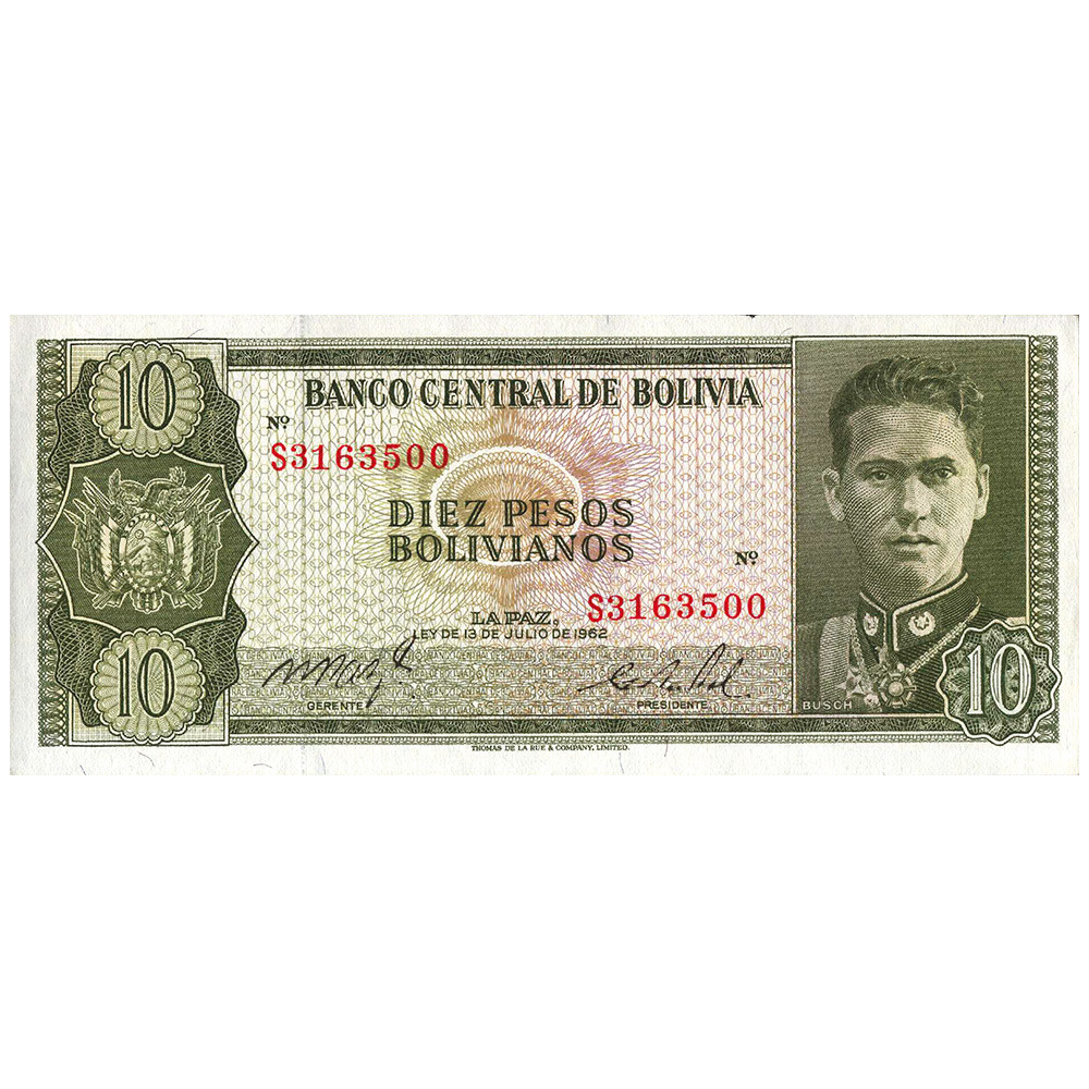 10 Pesos Bolivie 1962