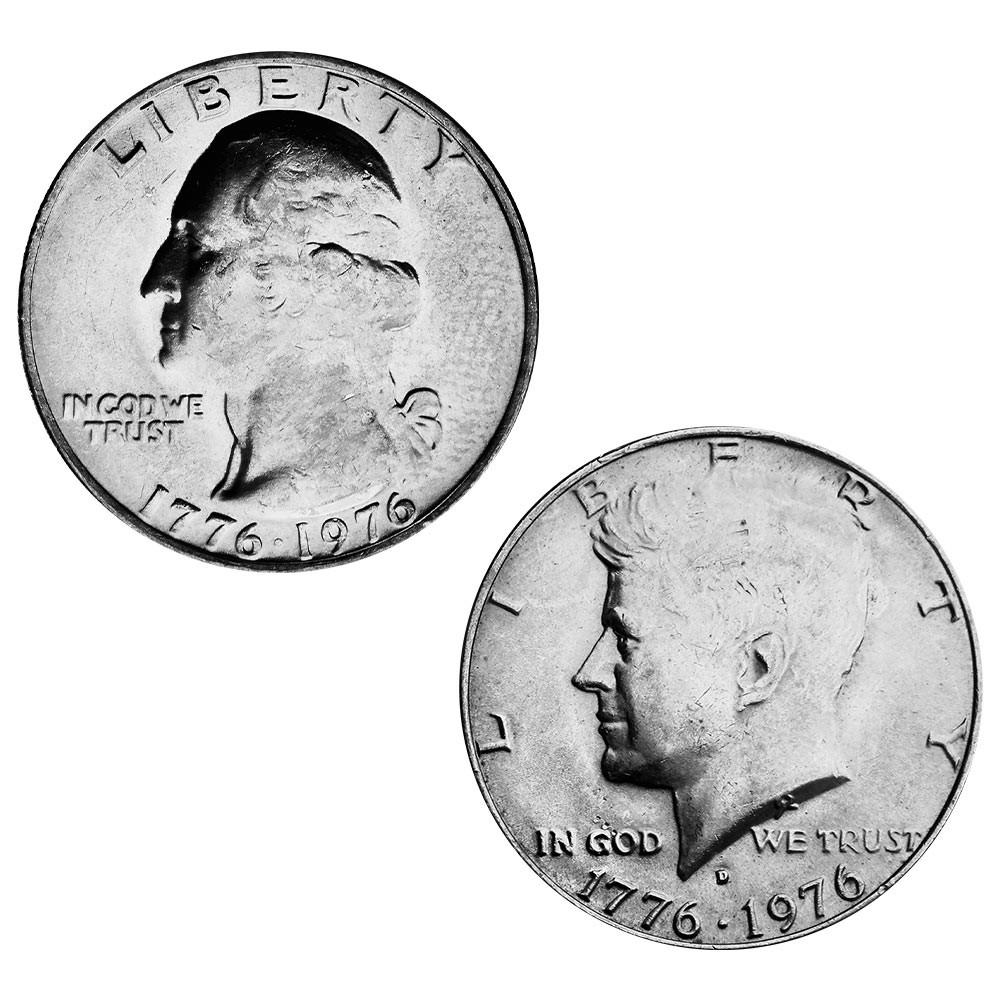 Lot 2 monnaies USA 1976