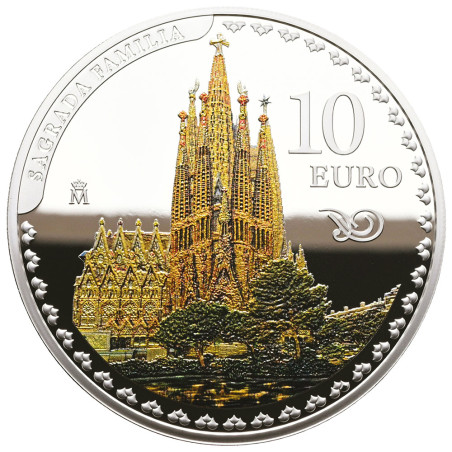 10 Euro Argent Espagne BE 2026 colorisée - Sagrada Família - Gaudí