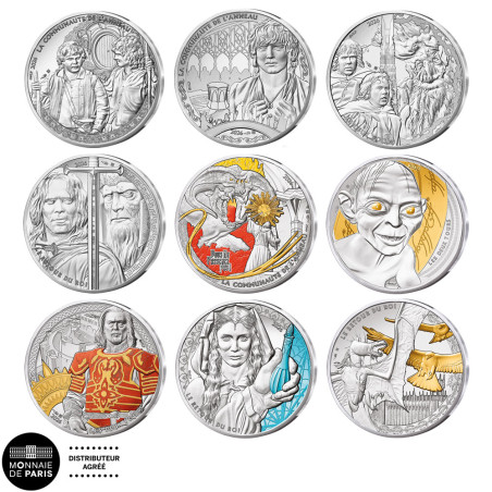 Lot 9 x 10 Euro Argent France 2026 - Le Seigneur des Anneaux + le coffret à -50%