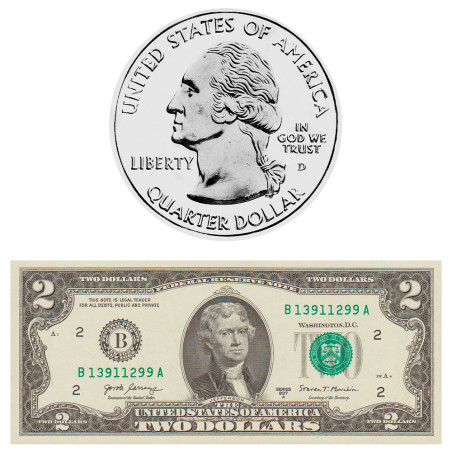 Set Dollar USA Déclaration d’Indépendance - Thomas Jefferson