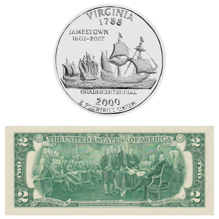 Set Dollar USA Déclaration d’Indépendance - Thomas Jefferson