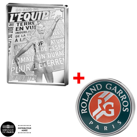 10 Euro Argent France BE 2026 - 80 ans de L’Équipe - Tennis + Médaille Souvenir Roland Garros Offerte