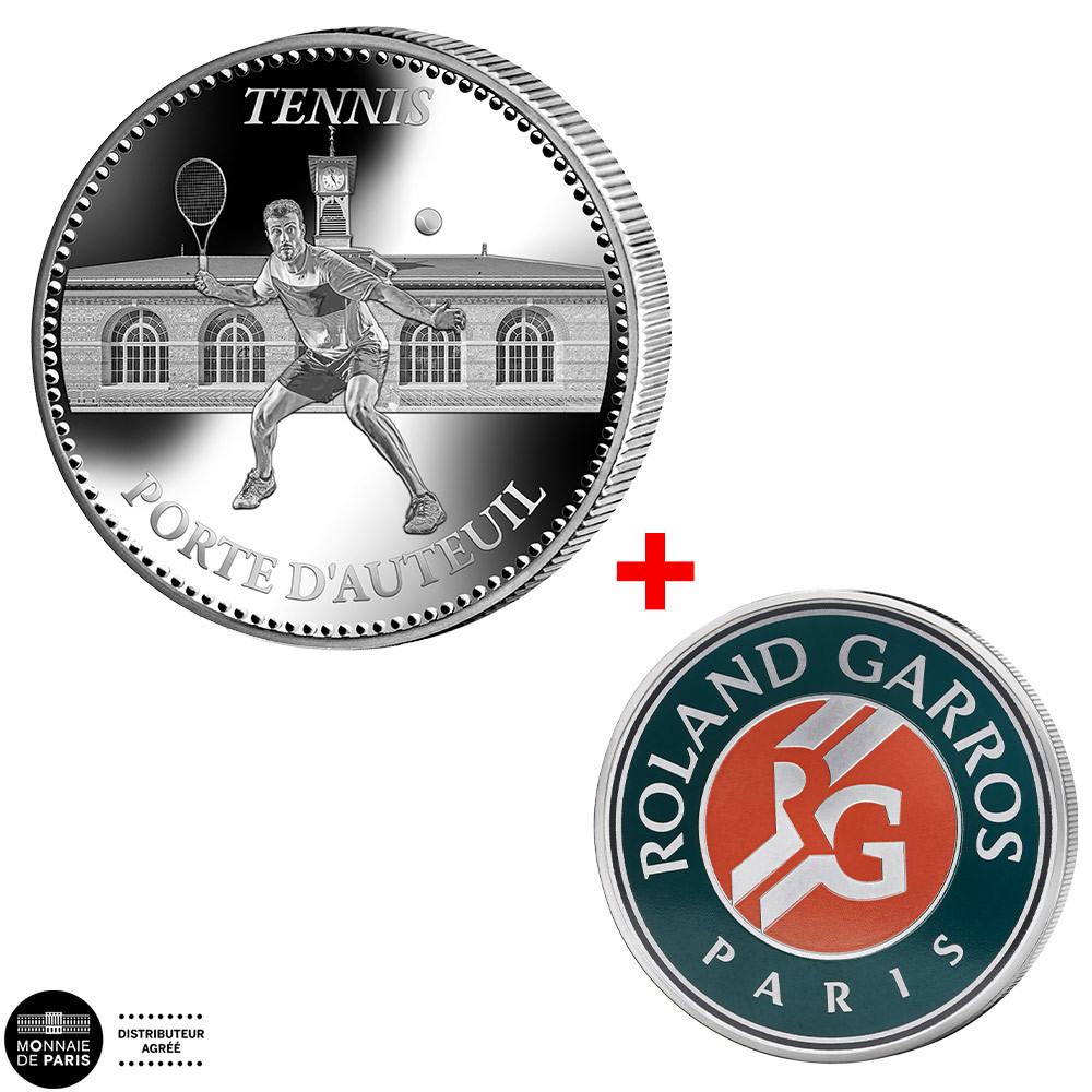 Pièce de collection - Tennis + Médaille Souvenir Roland Garros Offerte