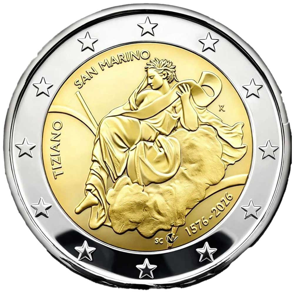 2 Euro Saint-Marin BE 2026 polissage inversé - 450 ans de la mort de Titien
