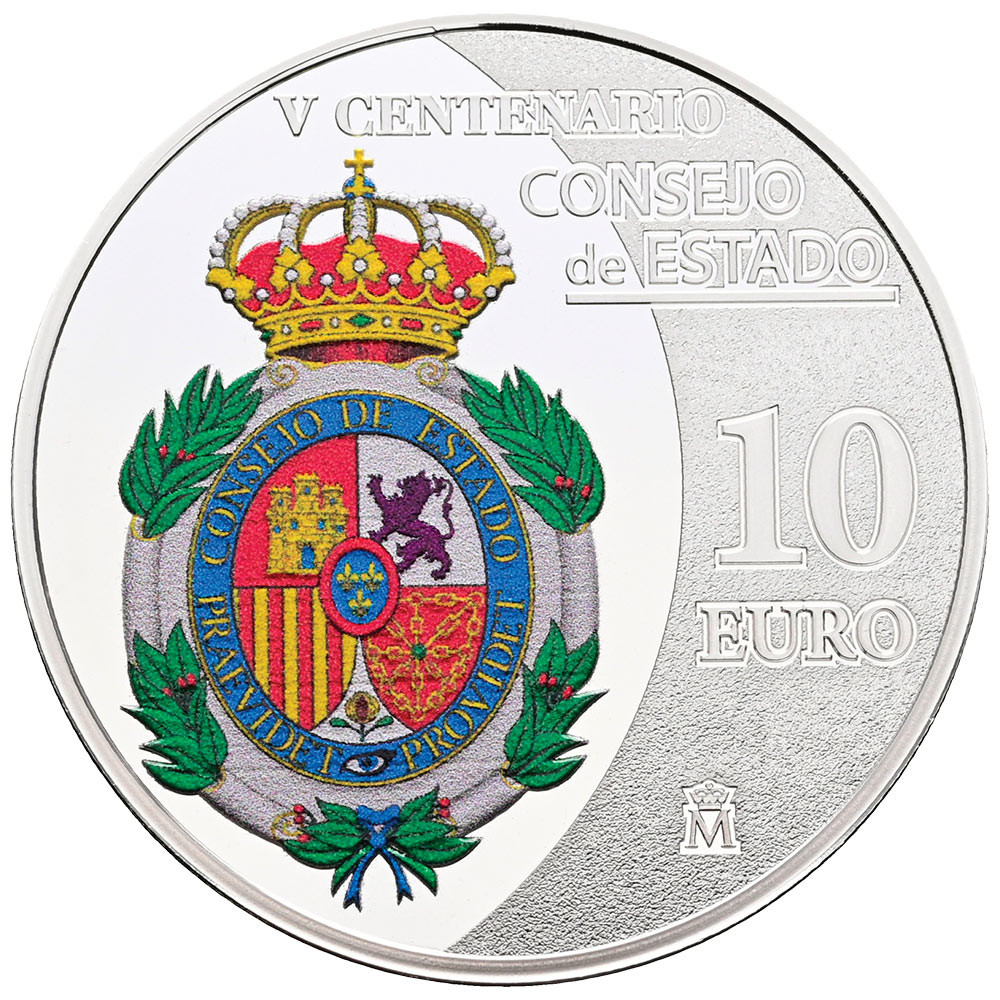 10 Euro Argent Espagne BE 2026 colorisée - 5e centenaire du Conseil d’État
