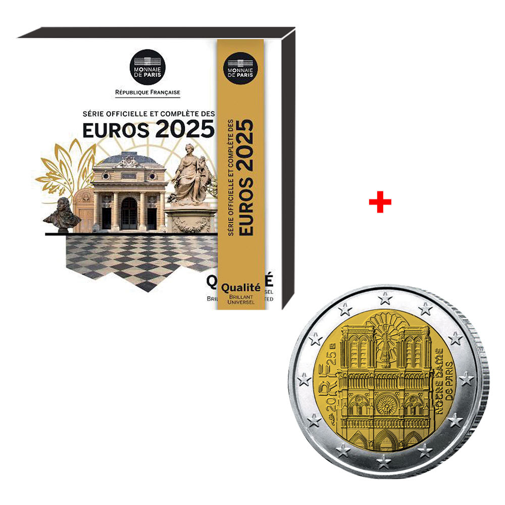 Série France BU 2025 + 2 Euro France FDC 2025 - Notre-Dame  de Paris offerte