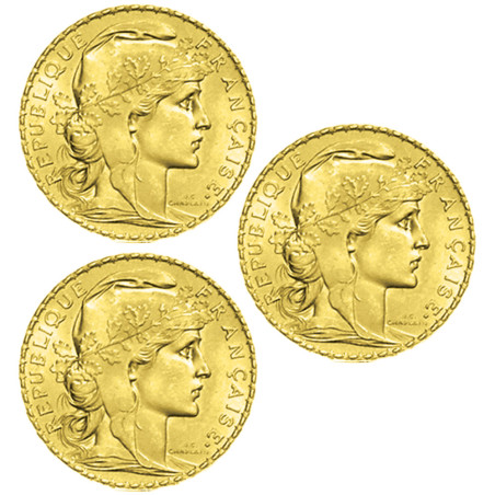 Lot 3 x 20 Francs Or Marianne IIIe République