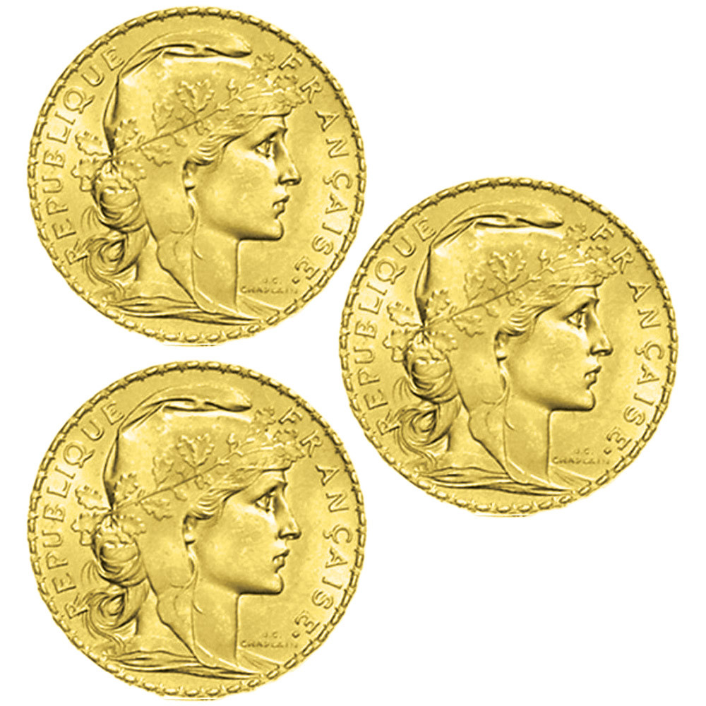 Lot 3 x 20 Francs Or Marianne IIIe République