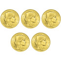 Lot 5 x 20 Francs Or Marianne IIIe République