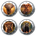 Lot 4 x 2 Euro  Animaux Enduites