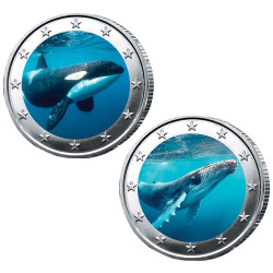 Lot 2 x 2 Euro Mammifères Marins Enduites