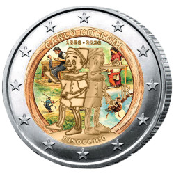 2 Euro Italie 2026 colorisée - Pinocchio