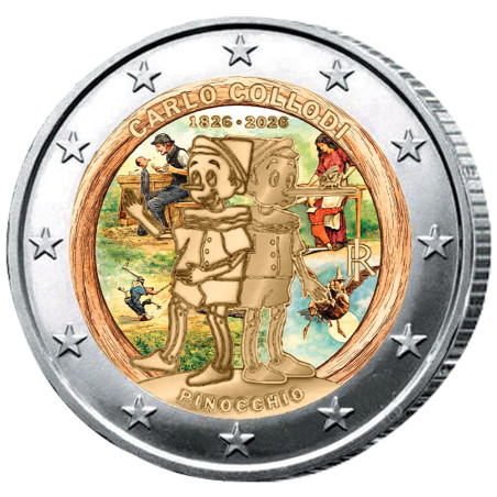 2 Euro Italie 2026 colorisée - Pinocchio