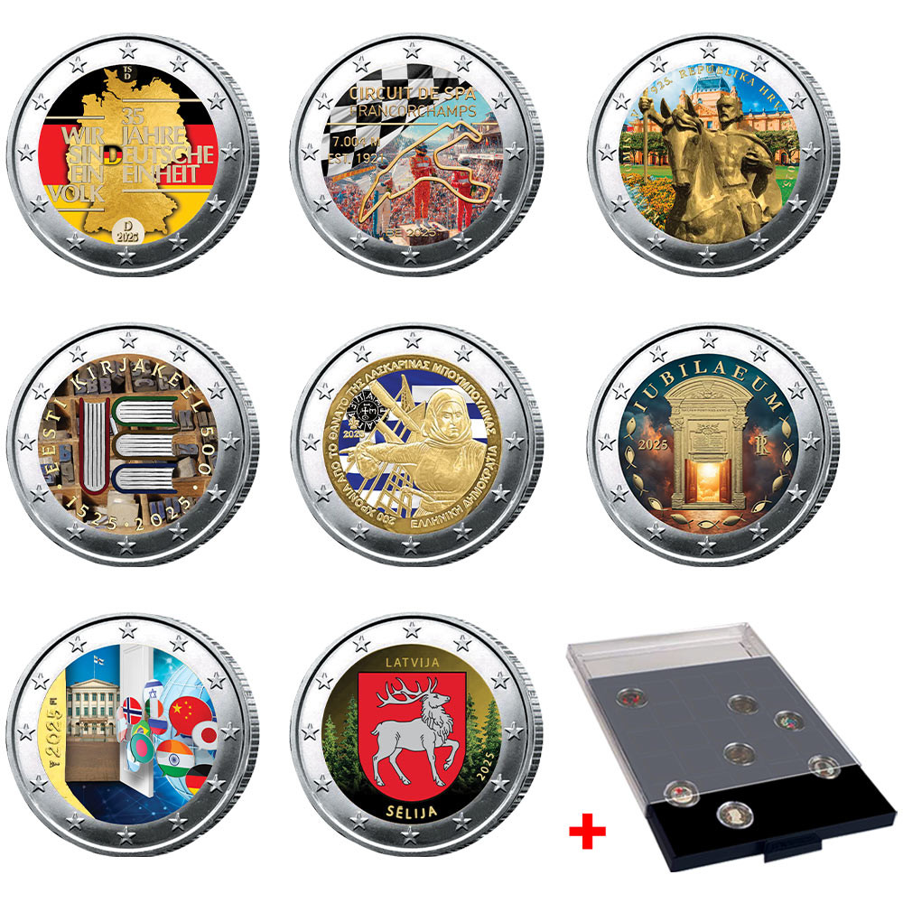 Lot  8 x 2 Euro colorisées 2025