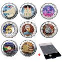 Lot 8 x 2 Euro colorisées 2024