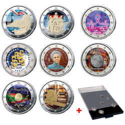 Lot 8 x 2 Euro colorisées 2024