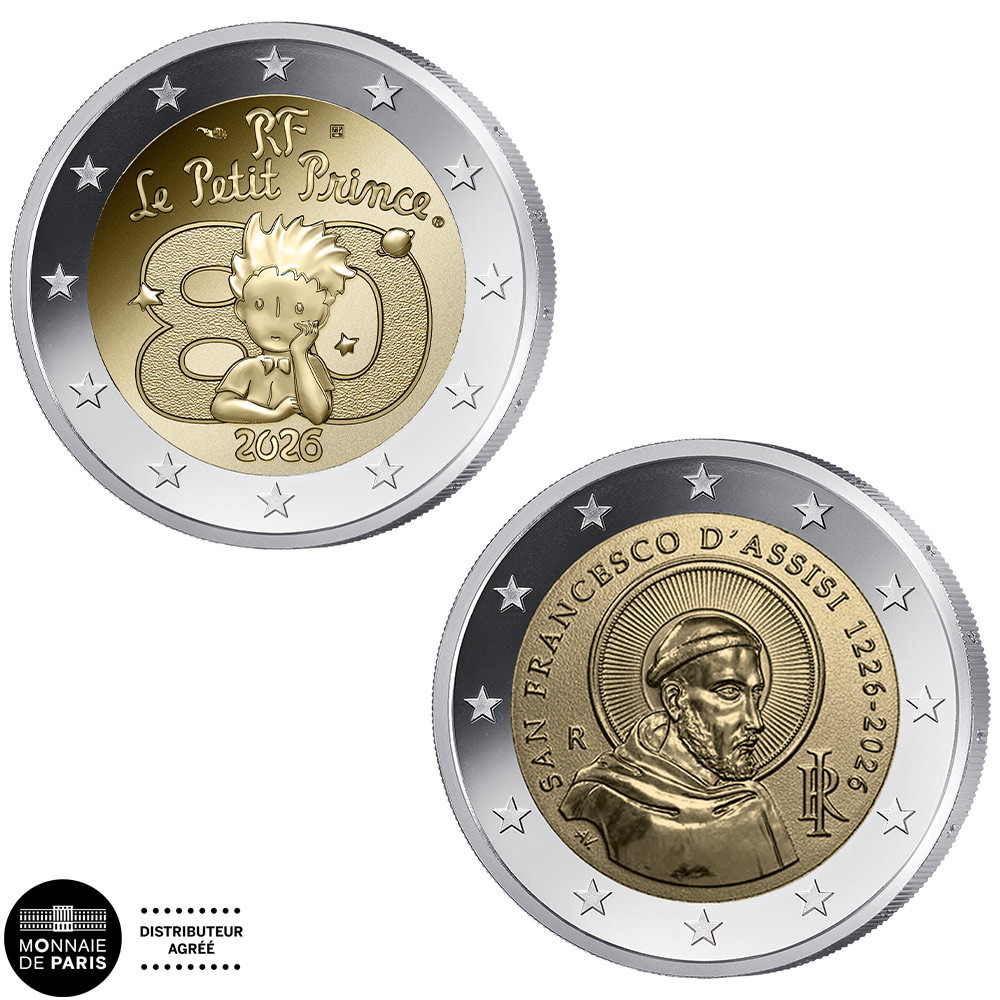 Lot 2 x 2 Euro BE 2026 polissage inversé