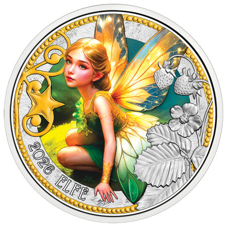 3 Euro Autriche BU 2026 colorisée et luminescente - Créature mythique : Elfe (2)