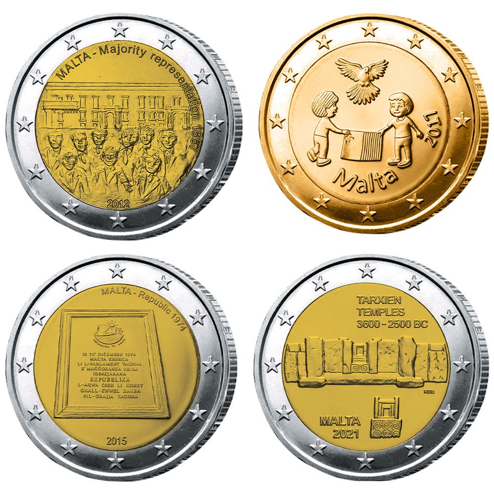 Lot 4 x 2 Euro Malte