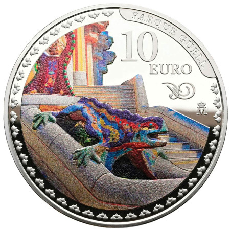 10 Euro Argent Espagne BE 2026 colorisée - Parc Güell - Antoni Gaudí (2)