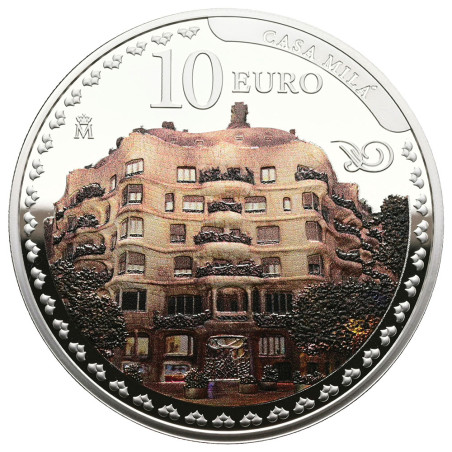 10 Euro Argent Espagne BE 2026 colorisée - Casa Milà - Antoni Gaudí (2)