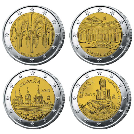 Lot 4 x 2 Euros Espagne - Monuments