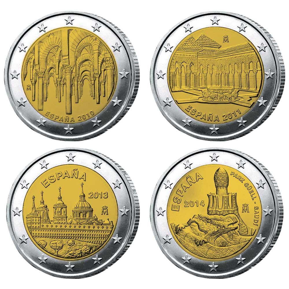Lot 4 x 2 Euros Espagne - Monuments