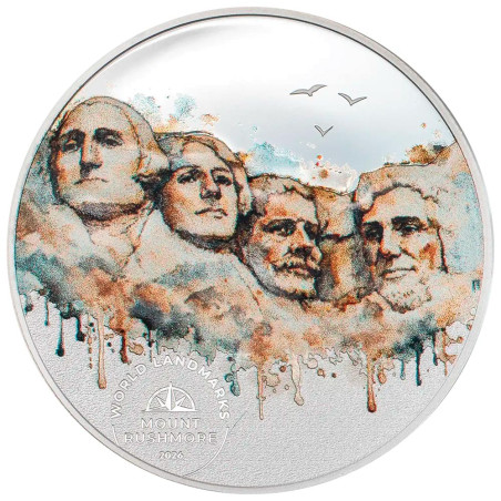 2 Dollars Argent  BE 2026 colorisée - Mont Rushmore